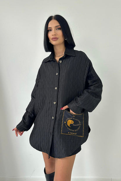 قميص شتائي باللون الأسود