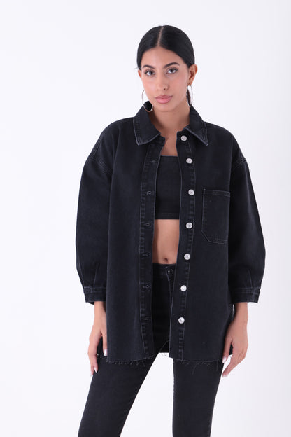 قميص جينز باللون الأسود