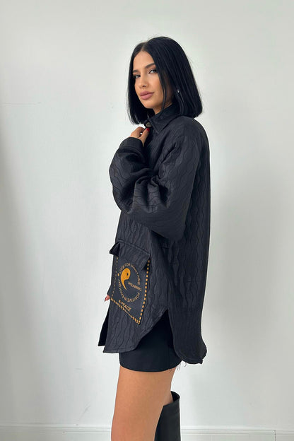 قميص شتائي باللون الأسود