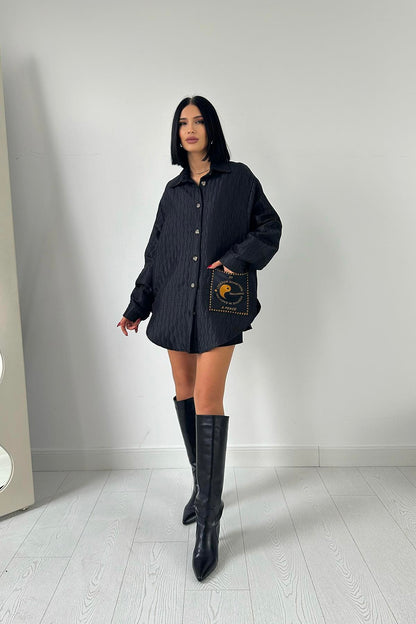 قميص شتائي باللون الأسود