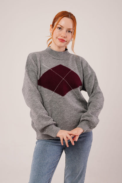 بلوزة صوف قصيرة باللون الرصاصي