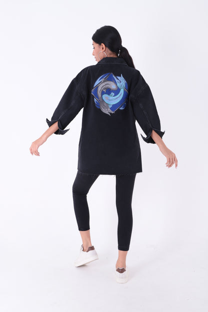 قميص جينز باللون الأسود