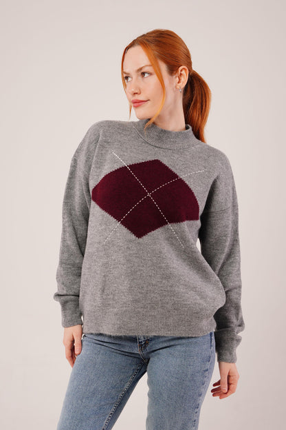 بلوزة صوف قصيرة باللون الرصاصي